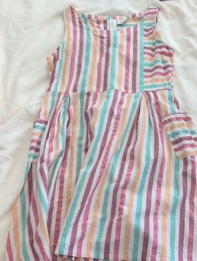 Mata Traders Pastel Rainbow Striped Dress, L, EUC